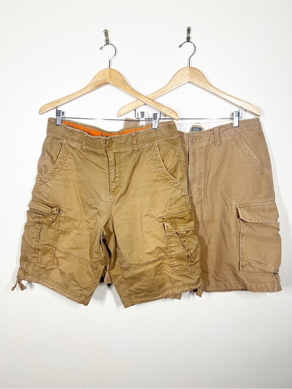Urban Pipeline Men's Lot of 2 Tan Brown Cargo Shorts Pockets Size 34 Cotton